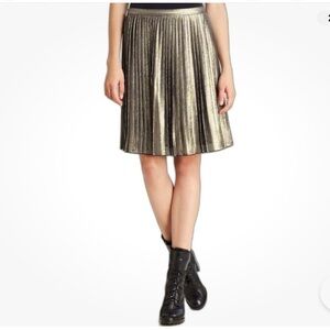 Tory Burch Audra Metallic Pleated Mini Skirt Silk Blend Size 14